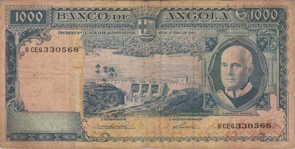 ANGOLA billet colonie portugaise de 1.000 Escudos 10-06-1962, Americo Tomás