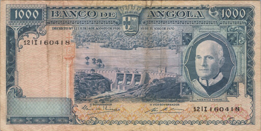 ANGOLA billet colonie portugaise de 1.000 Escudos 10-06-1970, Americo Tomás