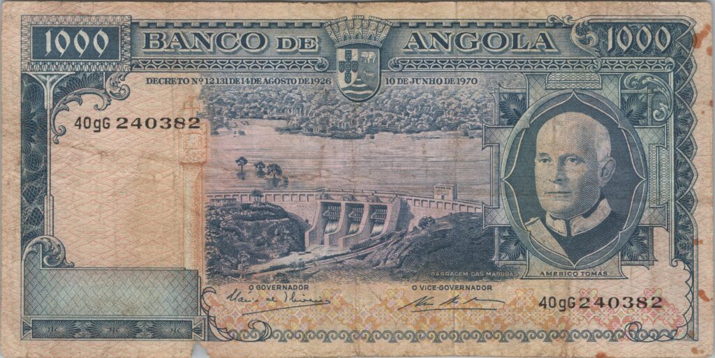 ANGOLA billet colonie portugaise de 1.000 Escudos 10-06-1970, Americo Tomás