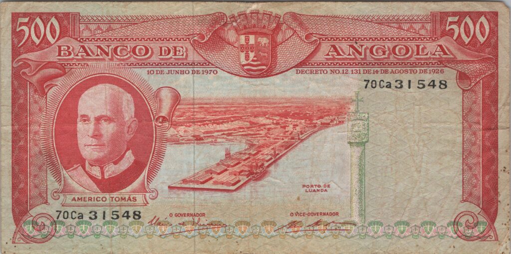 ANGOLA billet colonie portugaise de 500 Escudos 10-06-1970, Americo Tomás