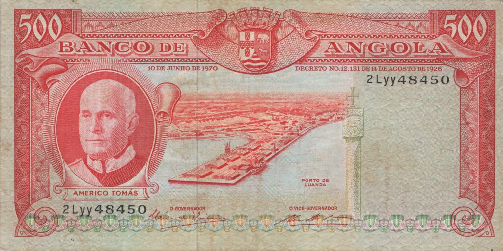 ANGOLA billet colonie portugaise de 500 Escudos 10-06-1970, Americo Tomás