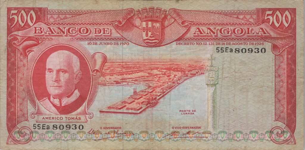 ANGOLA billet colonie portugaise de 500 Escudos 10-06-1970, Americo Tomás