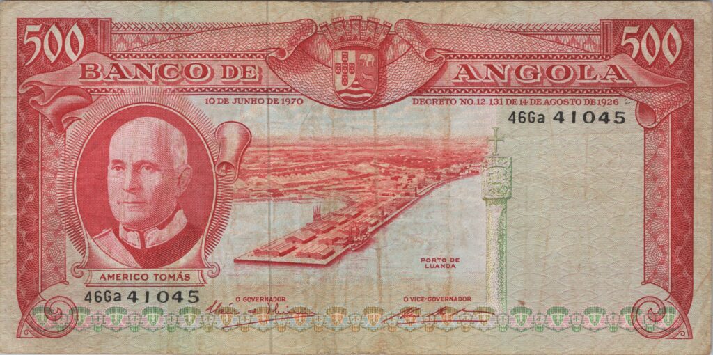 ANGOLA billet colonie portugaise de 500 Escudos 10-06-1970, Americo Tomás