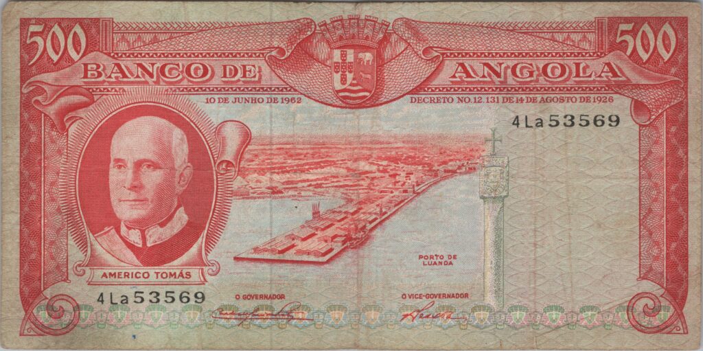 ANGOLA billet colonie portugaise de 500 Escudos 10-06-1962, Americo Tomás