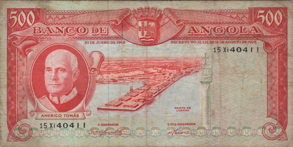 ANGOLA billet colonie portugaise de 500 Escudos 10-06-1962, Americo Tomás