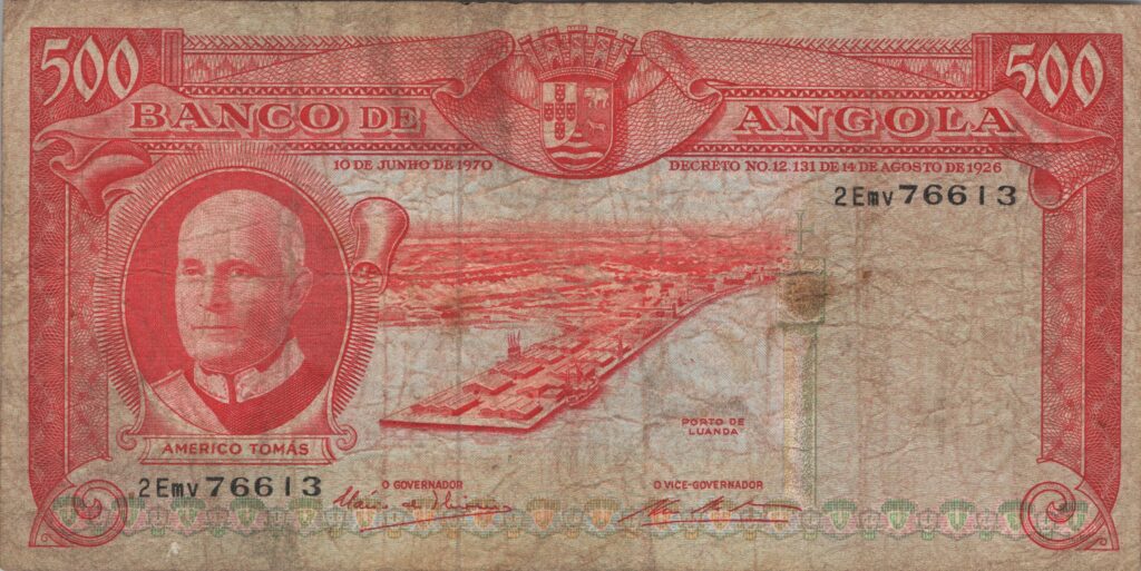 ANGOLA billet colonie portugaise de 500 Escudos 10-06-1970, Americo Tomás