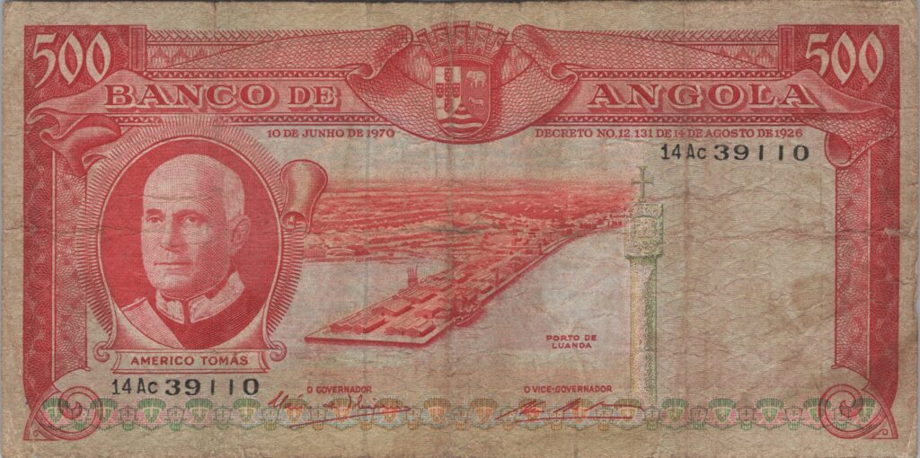 ANGOLA billet colonie portugaise de 500 Escudos 10-06-1970, Americo Tomás