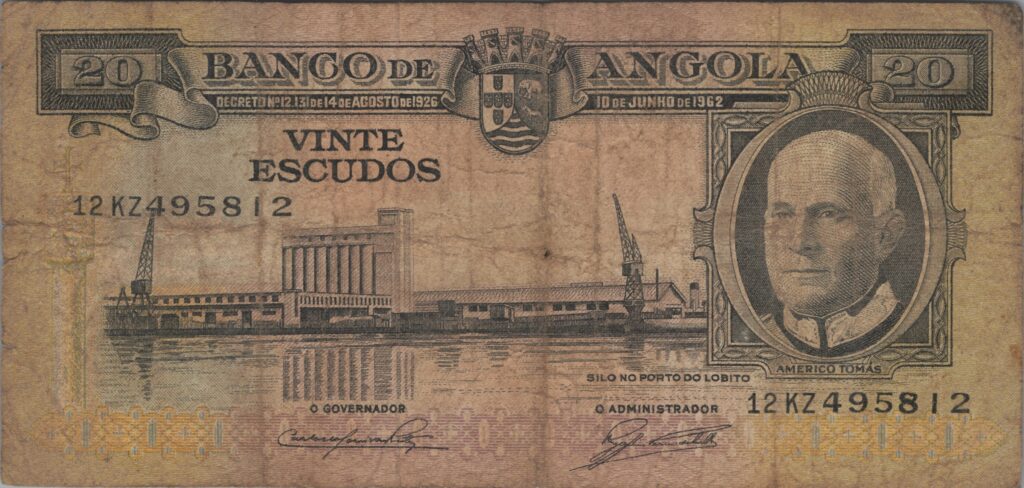 ANGOLA billet colonie portugaise de 20 Escudos 10-06-1962, Americo Tomás