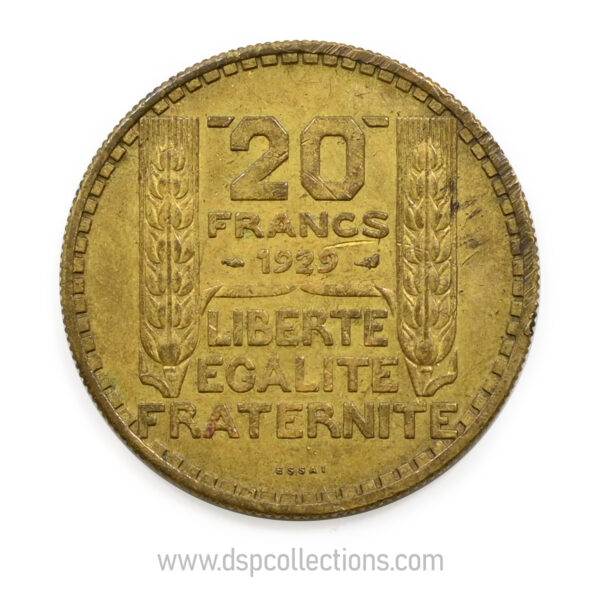 FRANCE, pièce de 20 Francs Turin 1929, Bronze-Alu - ESSAI – Image 2