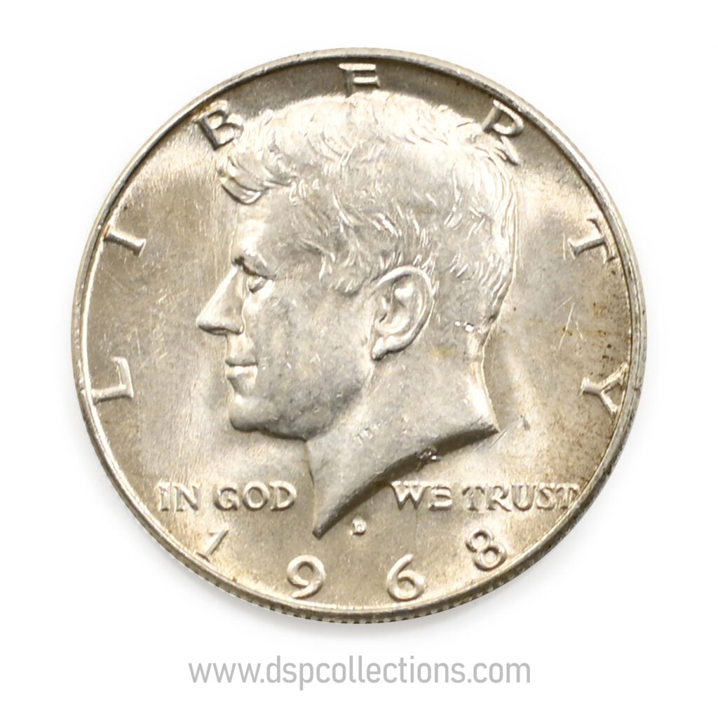 ÉTATS-UNIS, Half Dollar Argent, John F. Kennedy 1968  Denver (D)