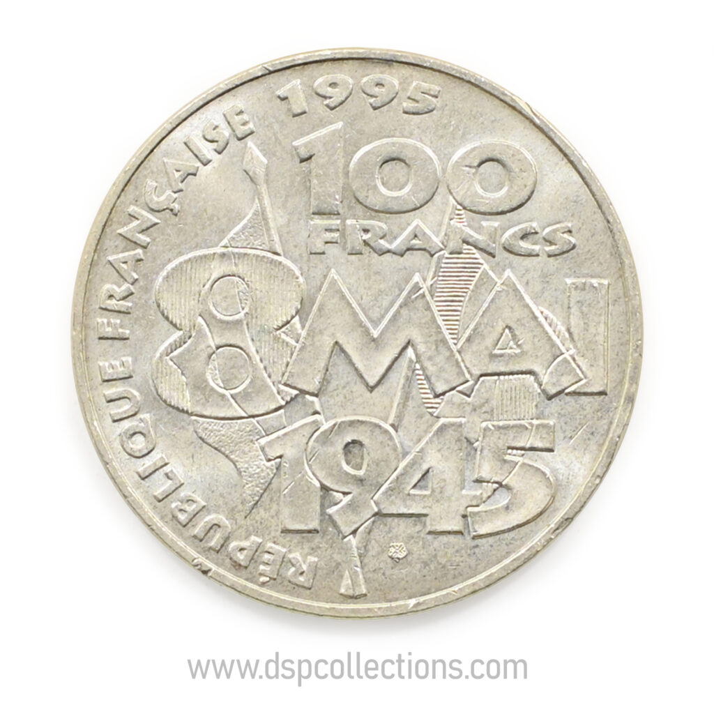 FRANCE, pièce de 100 Francs 1995, Armistice du 8 mai 1945 en Argent