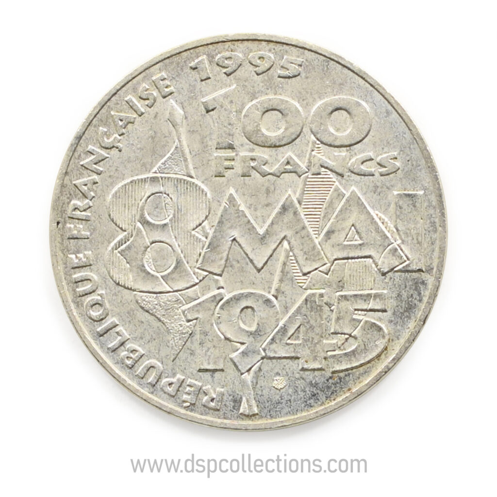 FRANCE, pièce de 100 Francs 1995, Armistice du 8 mai 1945 en Argent