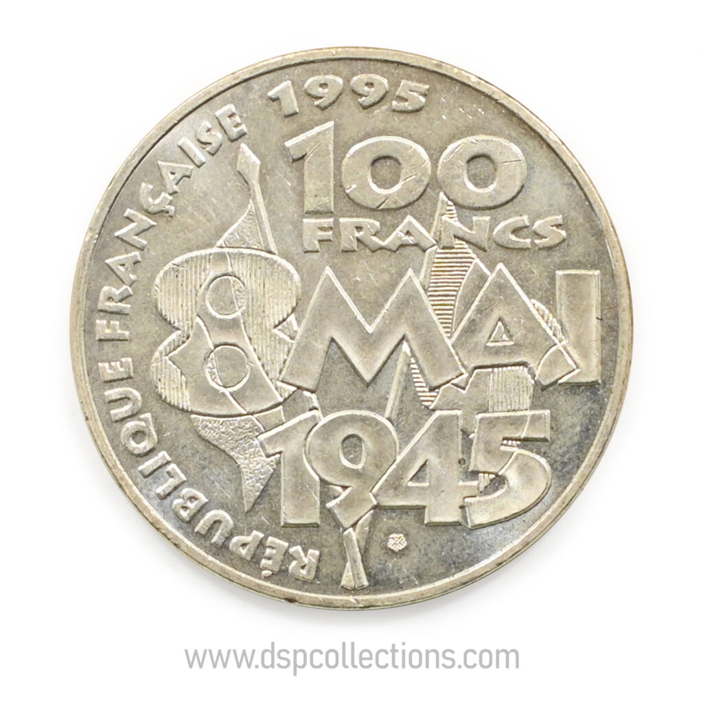 FRANCE, pièce de 100 Francs 1995, Armistice du 8 mai 1945 en Argent