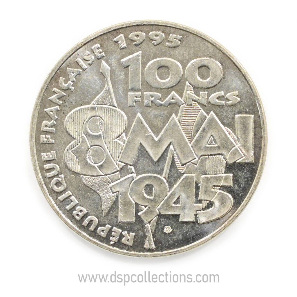 FRANCE, pièce de 100 Francs 1995, Armistice du 8 mai 1945 en Argent