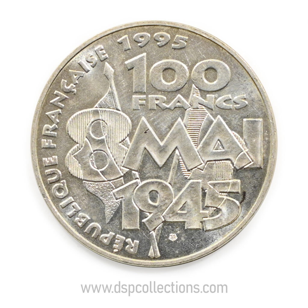 FRANCE, pièce de 100 Francs 1995, Armistice du 8 mai 1945 en Argent