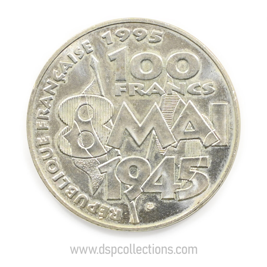 FRANCE, pièce de 100 Francs 1995, Armistice du 8 mai 1945 en Argent