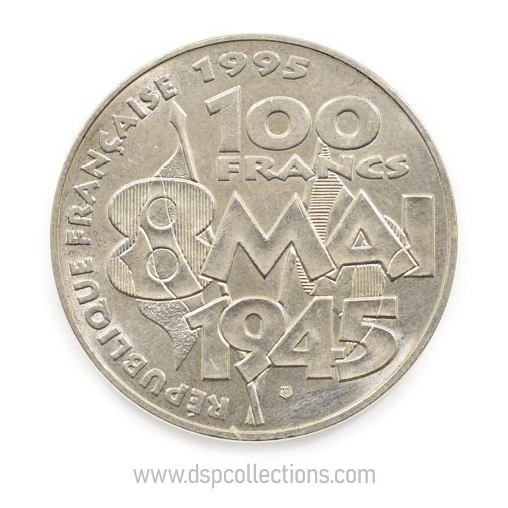 FRANCE, pièce de 100 Francs 1995, Armistice du 8 mai 1945 en Argent