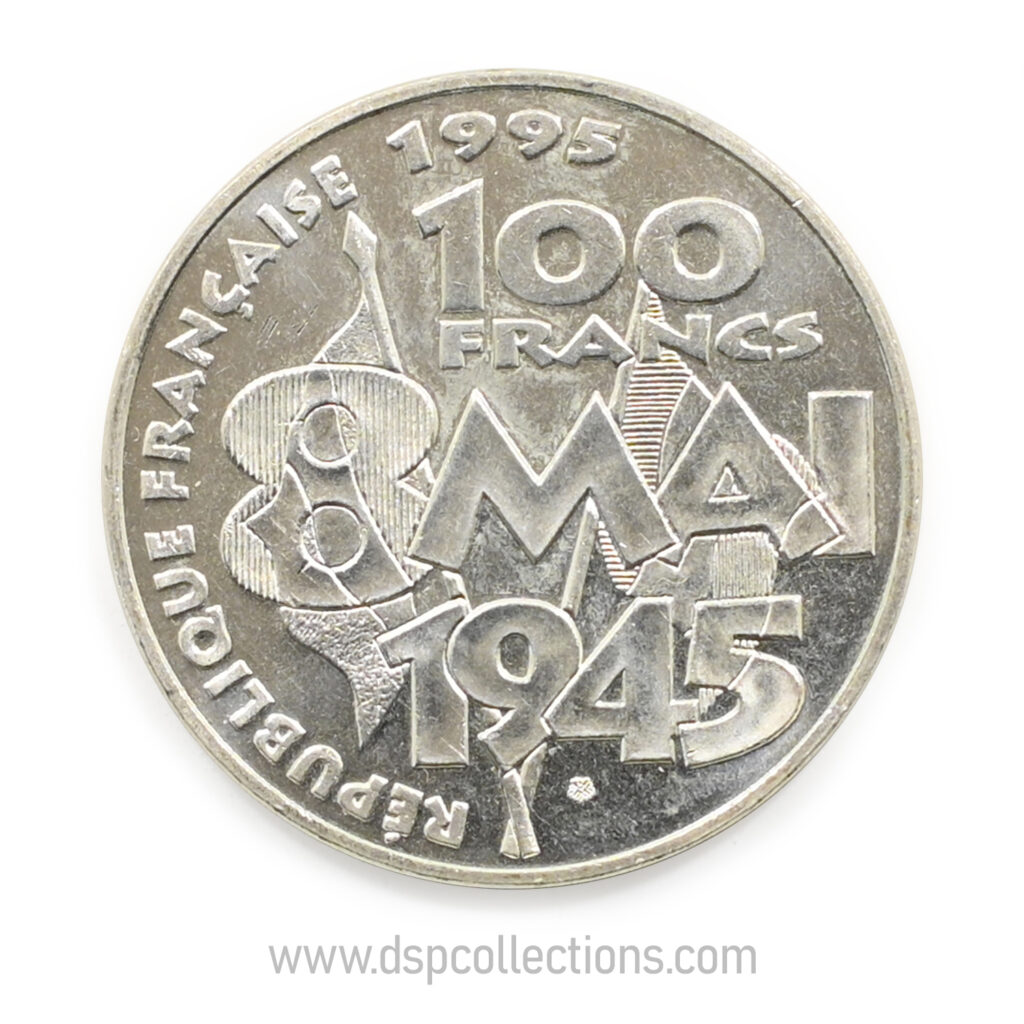 FRANCE, pièce de 100 Francs 1995, Armistice du 8 mai 1945 en Argent