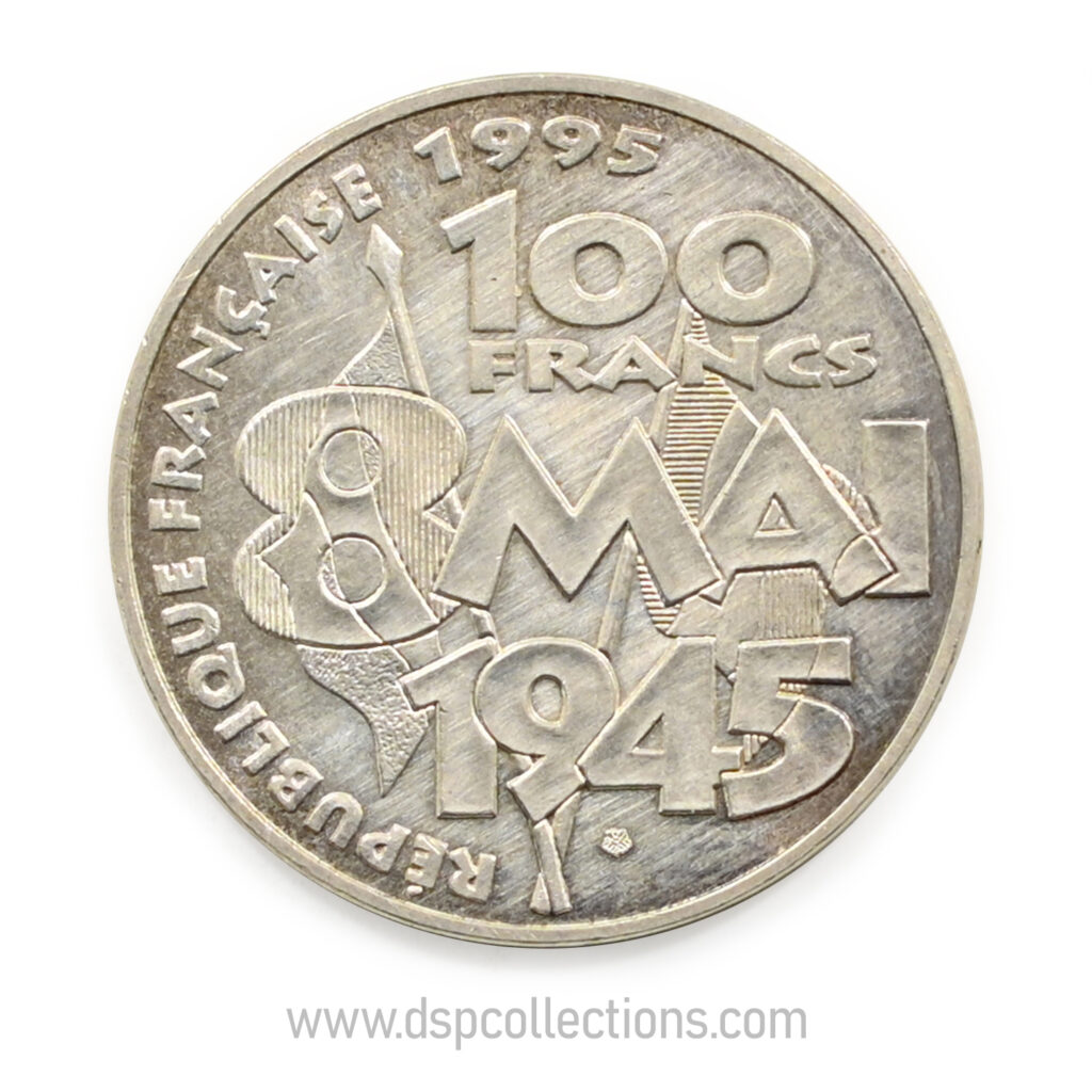 FRANCE, pièce de 100 Francs 1995, Armistice du 8 mai 1945 en Argent