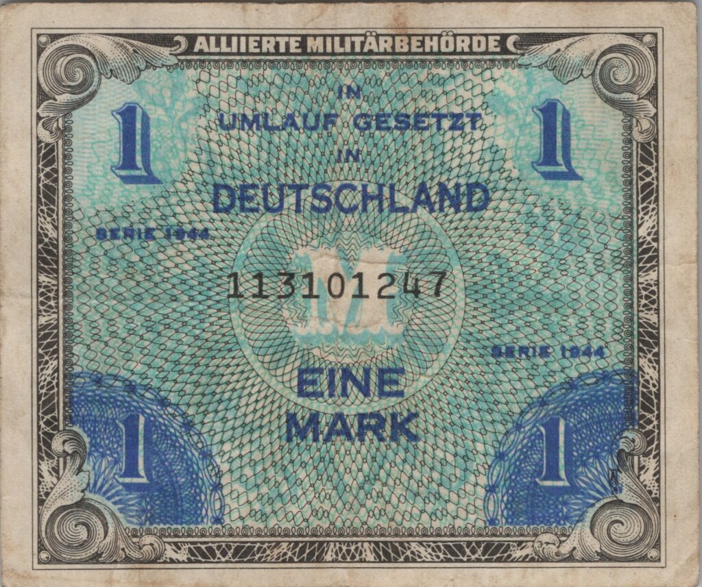 ALLEMAGNE billet occupation alliée de 1 Mark 1952