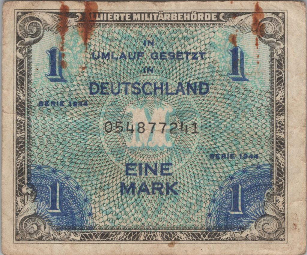 ALLEMAGNE billet occupation alliée de 1 Mark 1957