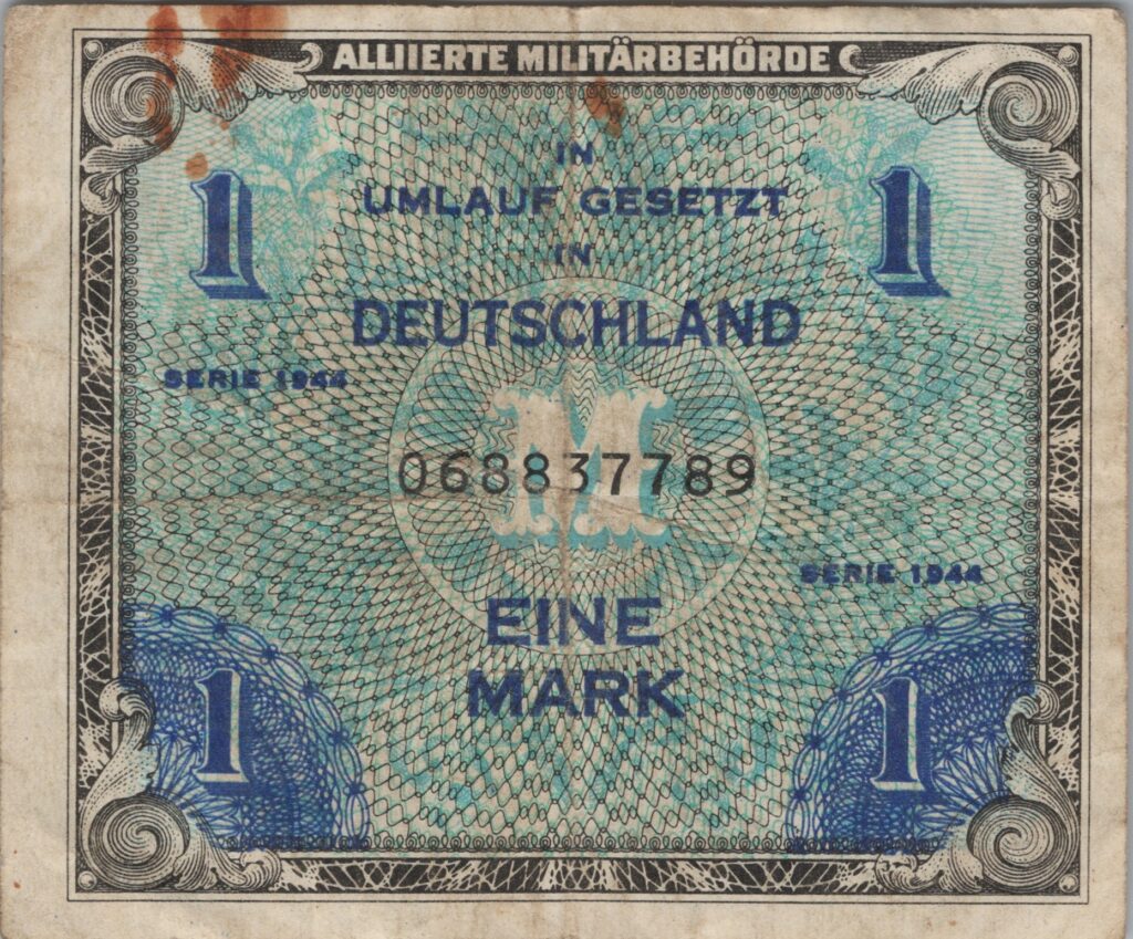ALLEMAGNE billet occupation alliée de 1 Mark 1958