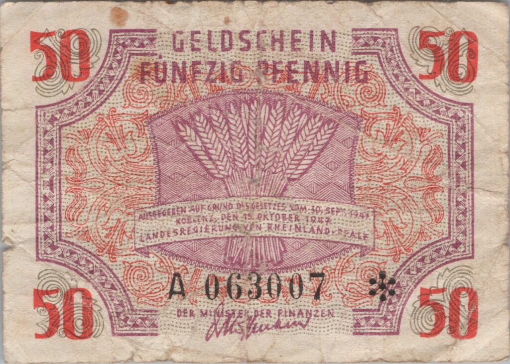 ALLEMAGNE billet de 50 pfennigs 1947 Rhénanie-Palatinat, Occupation française
