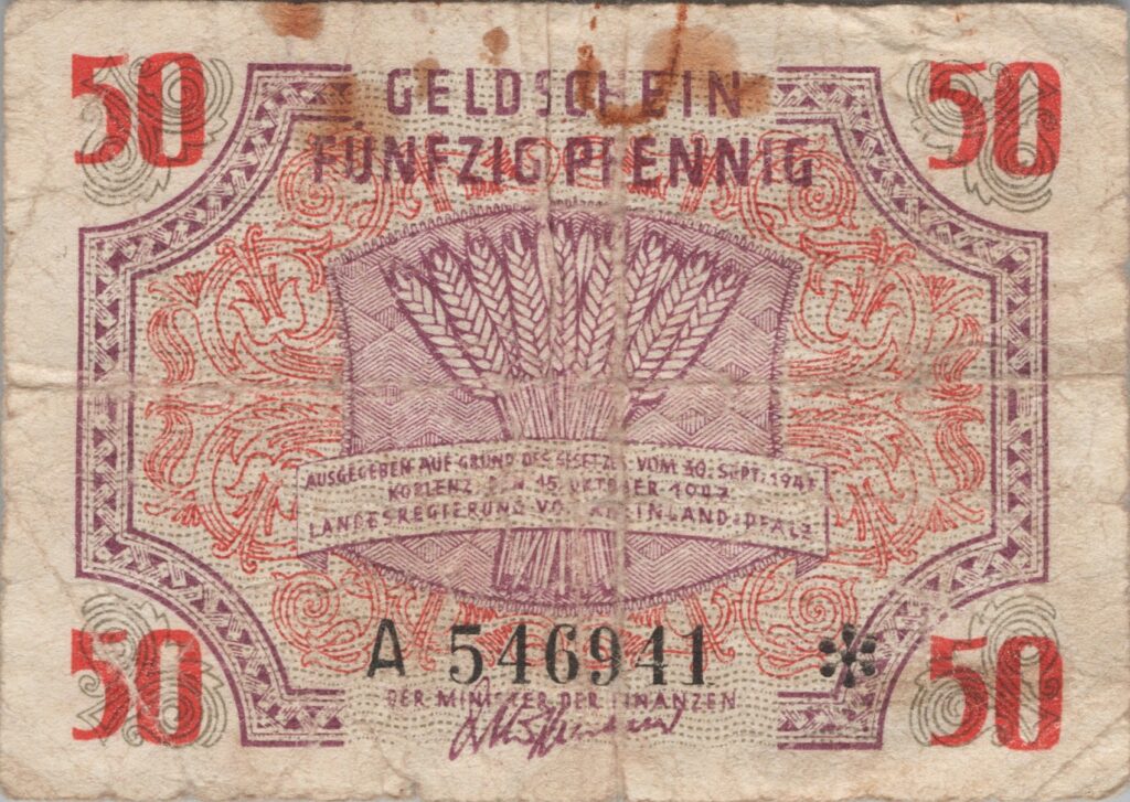 ALLEMAGNE billet de 50 pfennigs 1947 Rhénanie-Palatinat, Occupation française