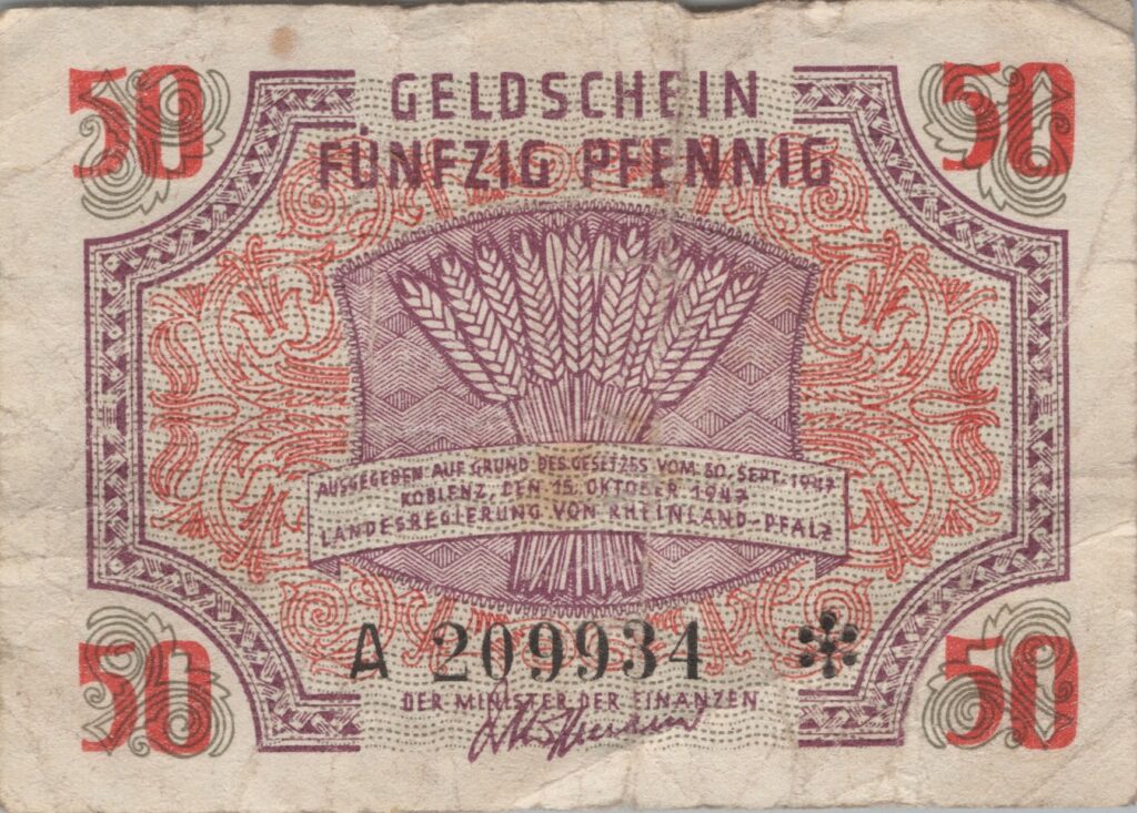 ALLEMAGNE billet de 50 pfennigs 1947 Rhénanie-Palatinat, Occupation française