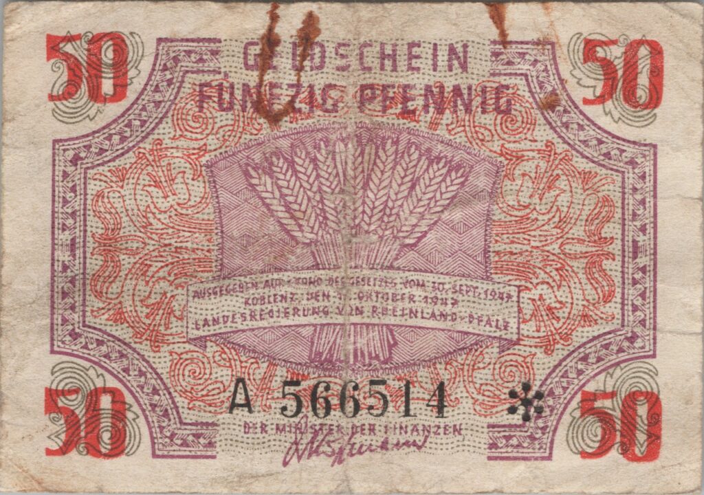 ALLEMAGNE billet de 50 pfennigs 1947 Rhénanie-Palatinat, Occupation française