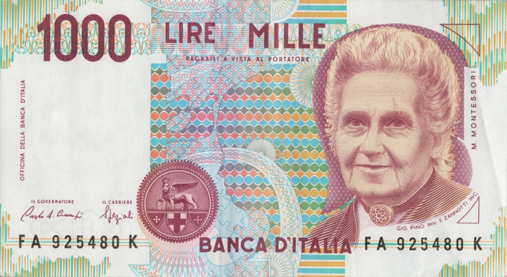 ITALIE billet de 1.000 Lire ND (1990), Maria Montessori