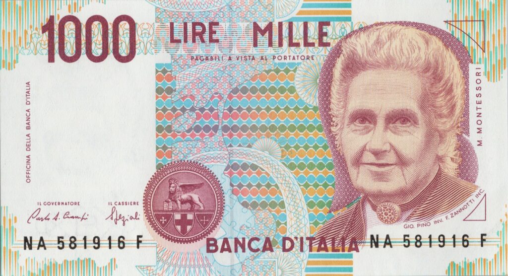 ITALIE billet de 1.000 Lire ND (1990), Maria Montessori