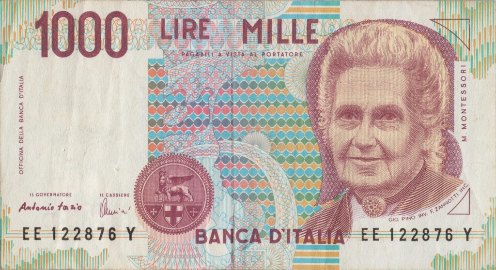 ITALIE billet de 1.000 Lire ND (1990), Maria Montessori