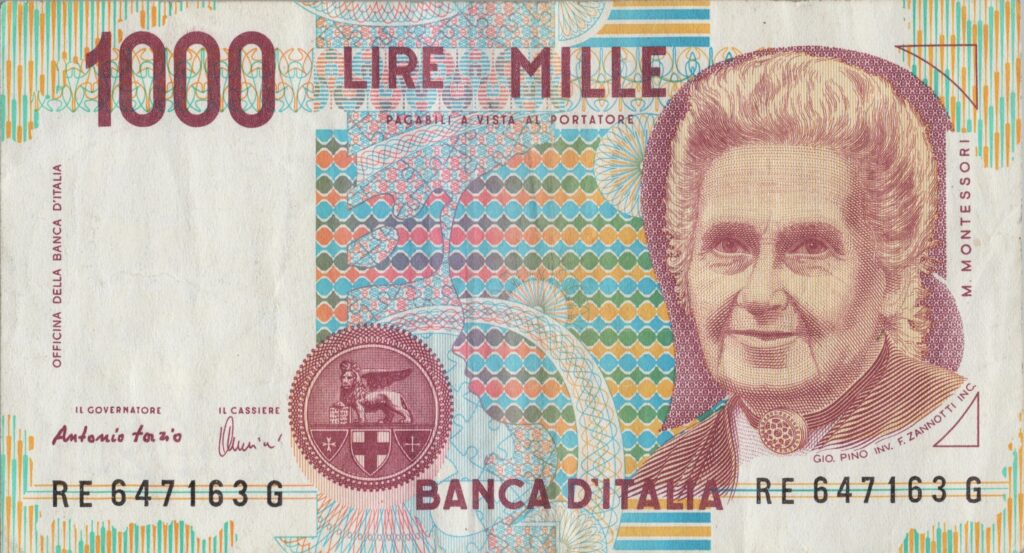 ITALIE billet de 1.000 Lire ND (1990), Maria Montessori