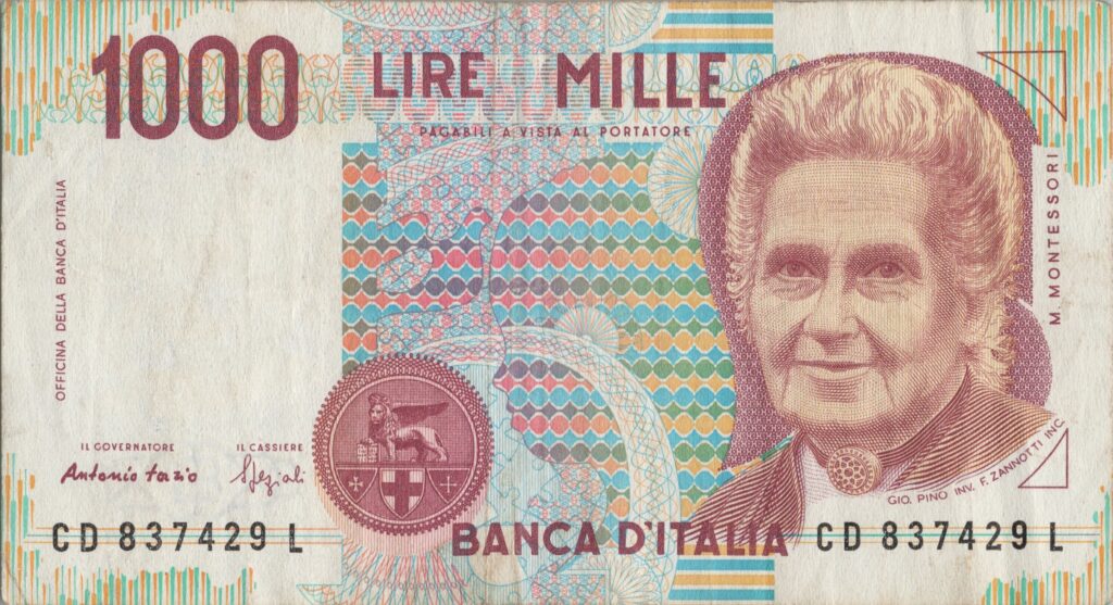 ITALIE billet de 1.000 Lire ND (1990), Maria Montessori