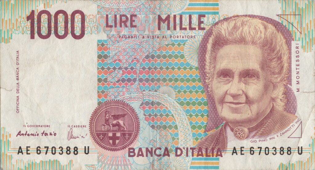ITALIE billet de 1.000 Lire ND (1990), Maria Montessori