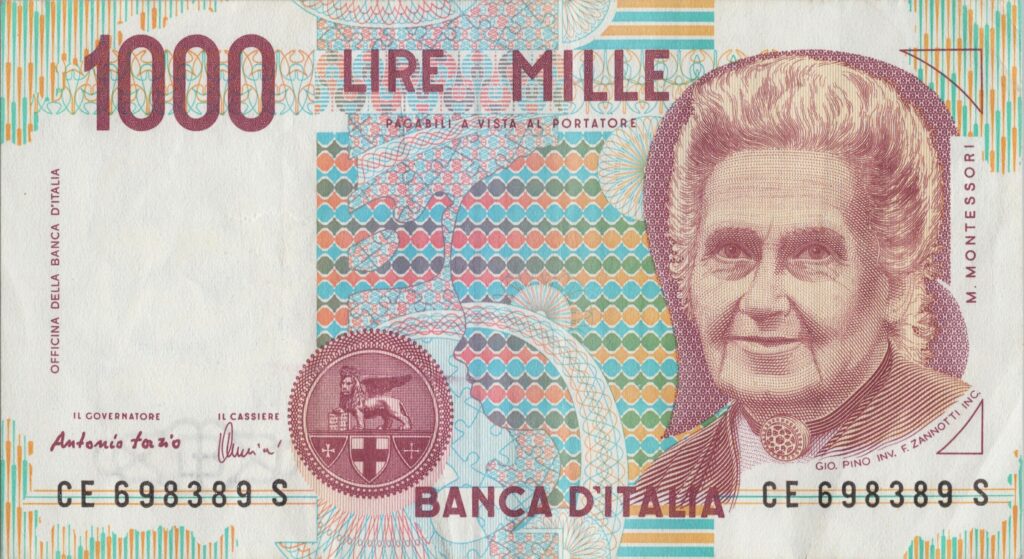 ITALIE billet de 1.000 Lire ND (1990), Maria Montessori