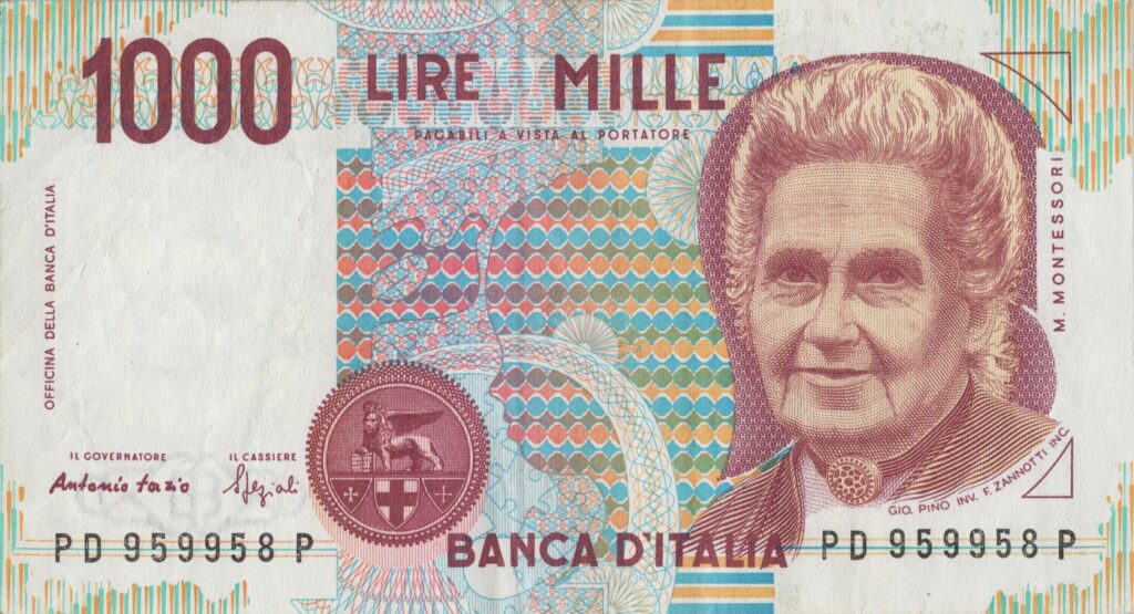 ITALIE billet de 1.000 Lire ND (1990), Maria Montessori
