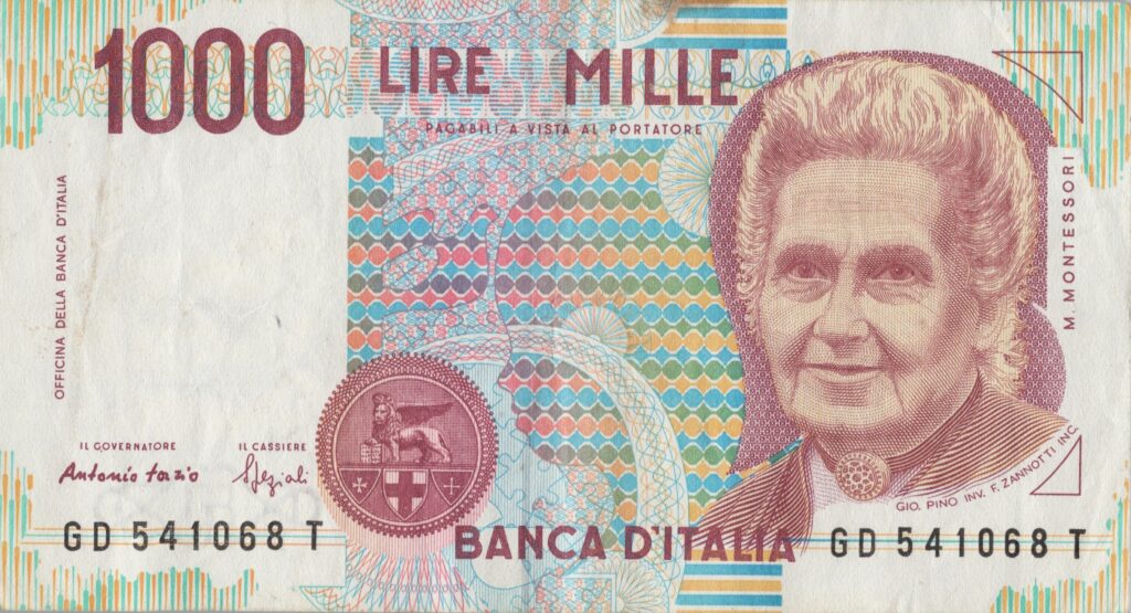 ITALIE billet de 1.000 Lire ND (1990), Maria Montessori