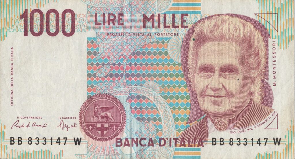 ITALIE billet de 1.000 Lire ND (1990), Maria Montessori