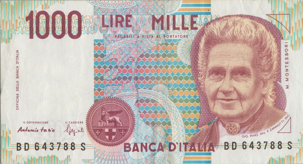 ITALIE billet de 1.000 Lire ND (1990), Maria Montessori