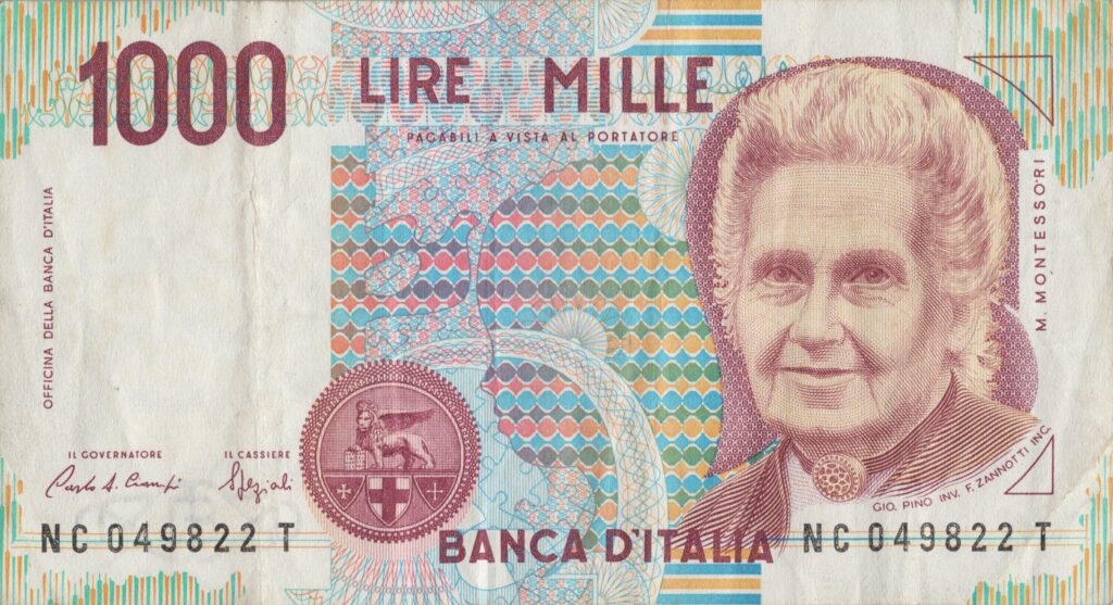 ITALIE billet de 1.000 Lire ND (1990), Maria Montessori