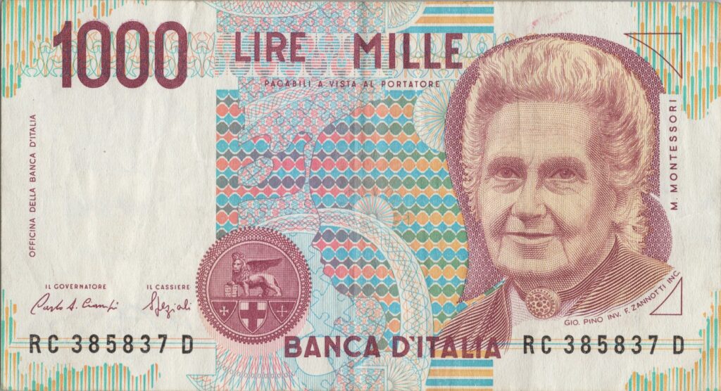 ITALIE billet de 1.000 Lire ND (1990), Maria Montessori