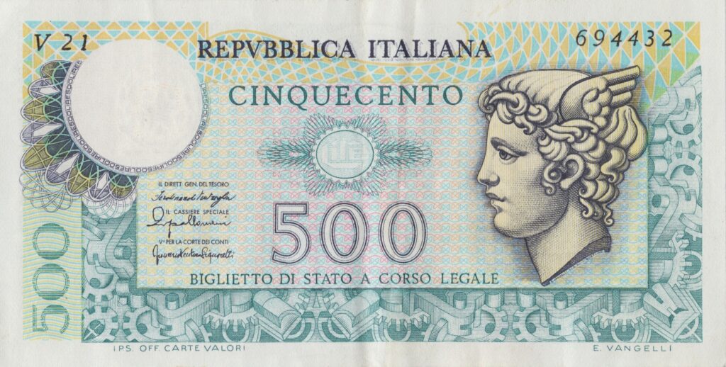 ITALIE billet de 500 Lire Mercure, 20-12-1976