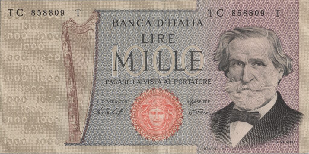 ITALIE billet de 1.000 Lire Giuseppe Verdi 10-01-1977