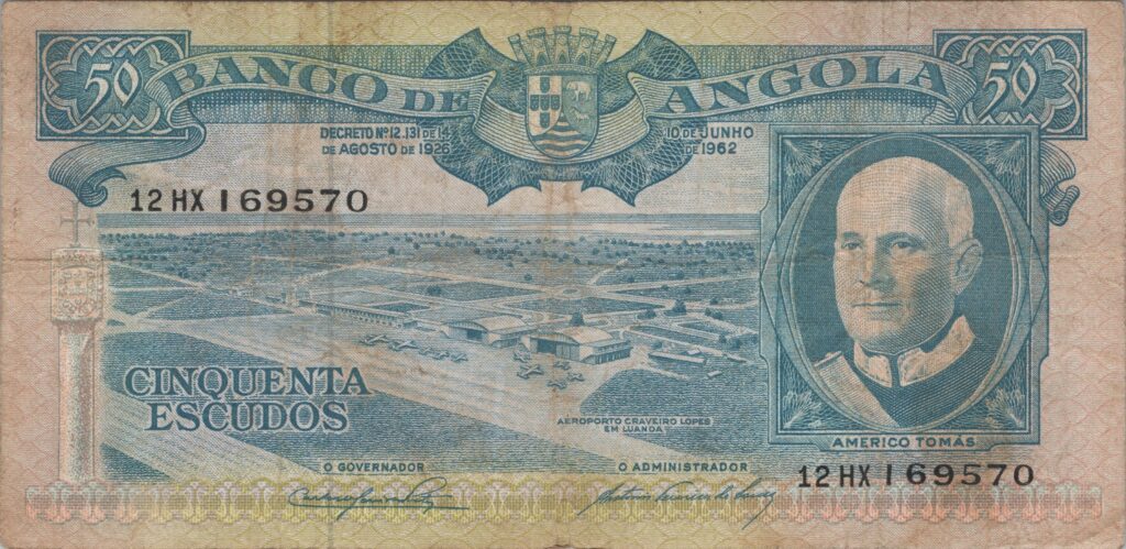 ANGOLA billet colonie portugaise de 50 Escudos 10-06-1962, Americo Tomás