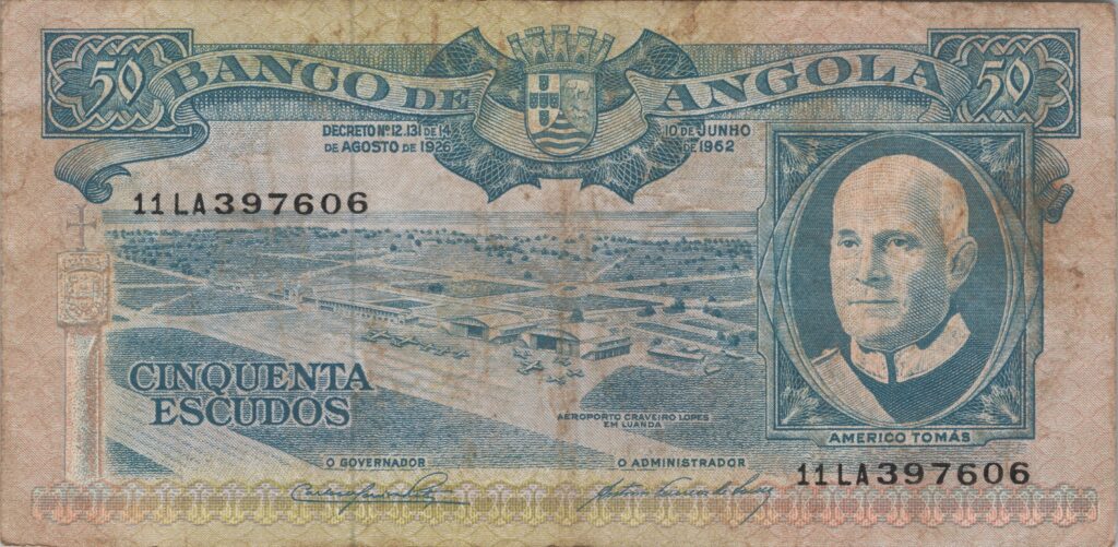 ANGOLA billet colonie portugaise de 50 Escudos 10-06-1962, Americo Tomás