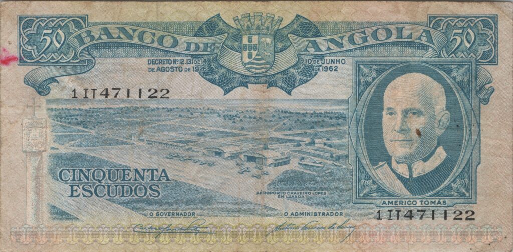 ANGOLA billet colonie portugaise de 50 Escudos 10-06-1962, Americo Tomás