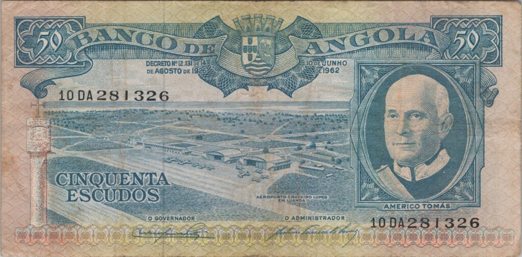 ANGOLA billet colonie portugaise de 50 Escudos 10-06-1962, Americo Tomás