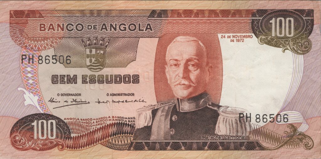 ANGOLA billet colonie portugaise de 100 Escudos 24-11-1972, Marechal Carmona